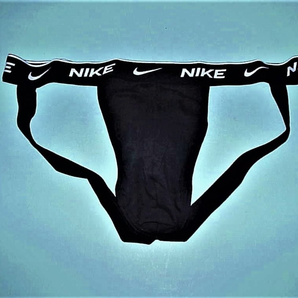 A NEW RARE NIKE DRI-FIT BLACK, SWIMMER'S JOCKSTRAP SOFT STRETCH POUCH IN SIZE XL